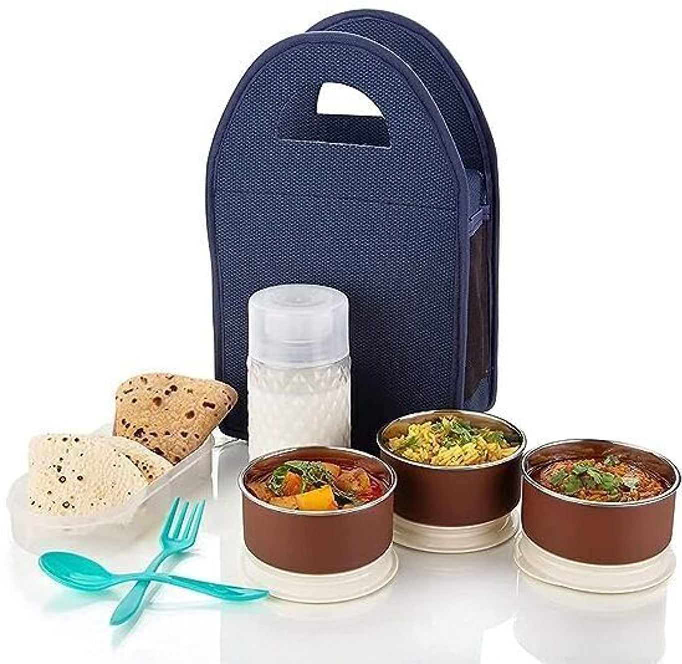 GLAMEXYMART Premium Stainless Steel Lunch Box-with Bag for,Student,Women,Men,Girls 5 Containers Stainless Steel, Plastic Office Lunch Box (1200 ml)