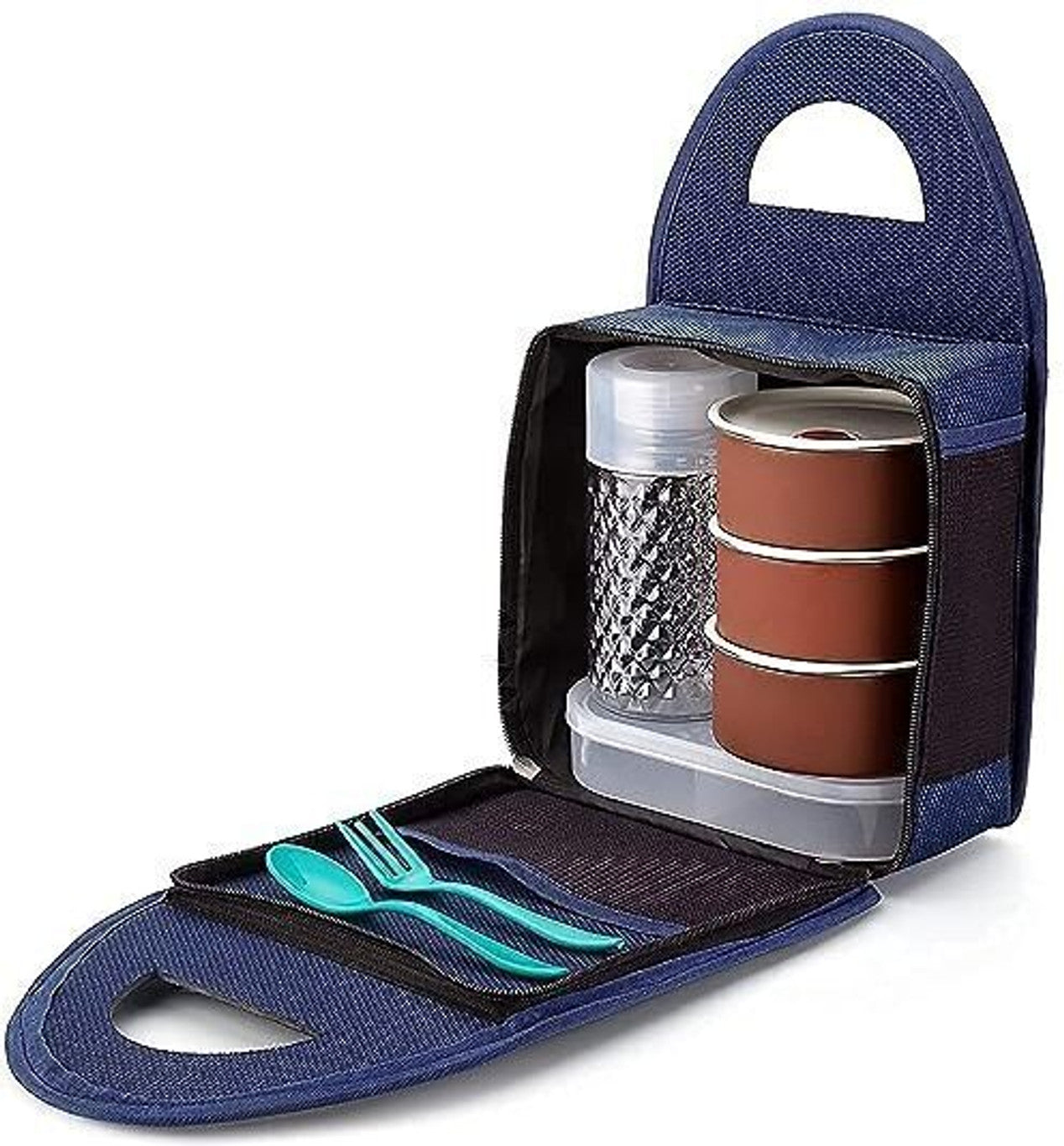 GLAMEXYMART Premium Stainless Steel Lunch Box-with Bag for,Student,Women,Men,Girls 5 Containers Stainless Steel, Plastic Office Lunch Box (1200 ml)