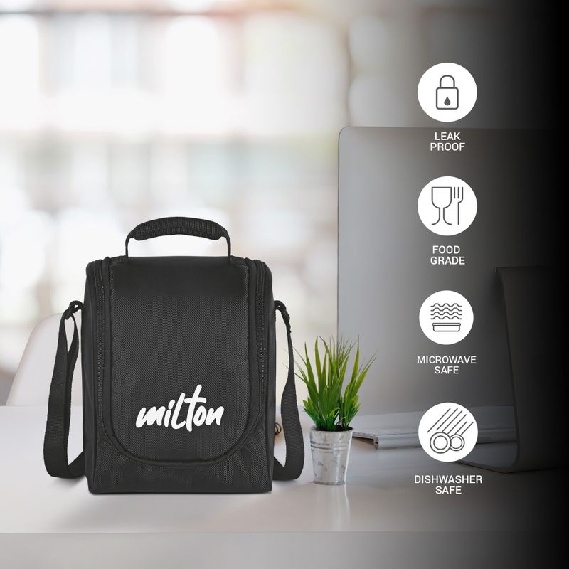 MILTON Pro Lunch Box With Insulated Fabric Jacket (180,320,450,100,750ml) 4 Containers Stainless Steel, Plastic Office Lunch Box (1800 ml)