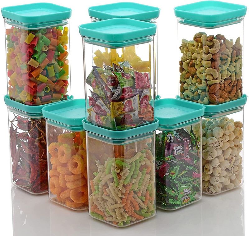 SARAZA Plastic Grocery Container  - 1100 ml (Pack of 12, Green)