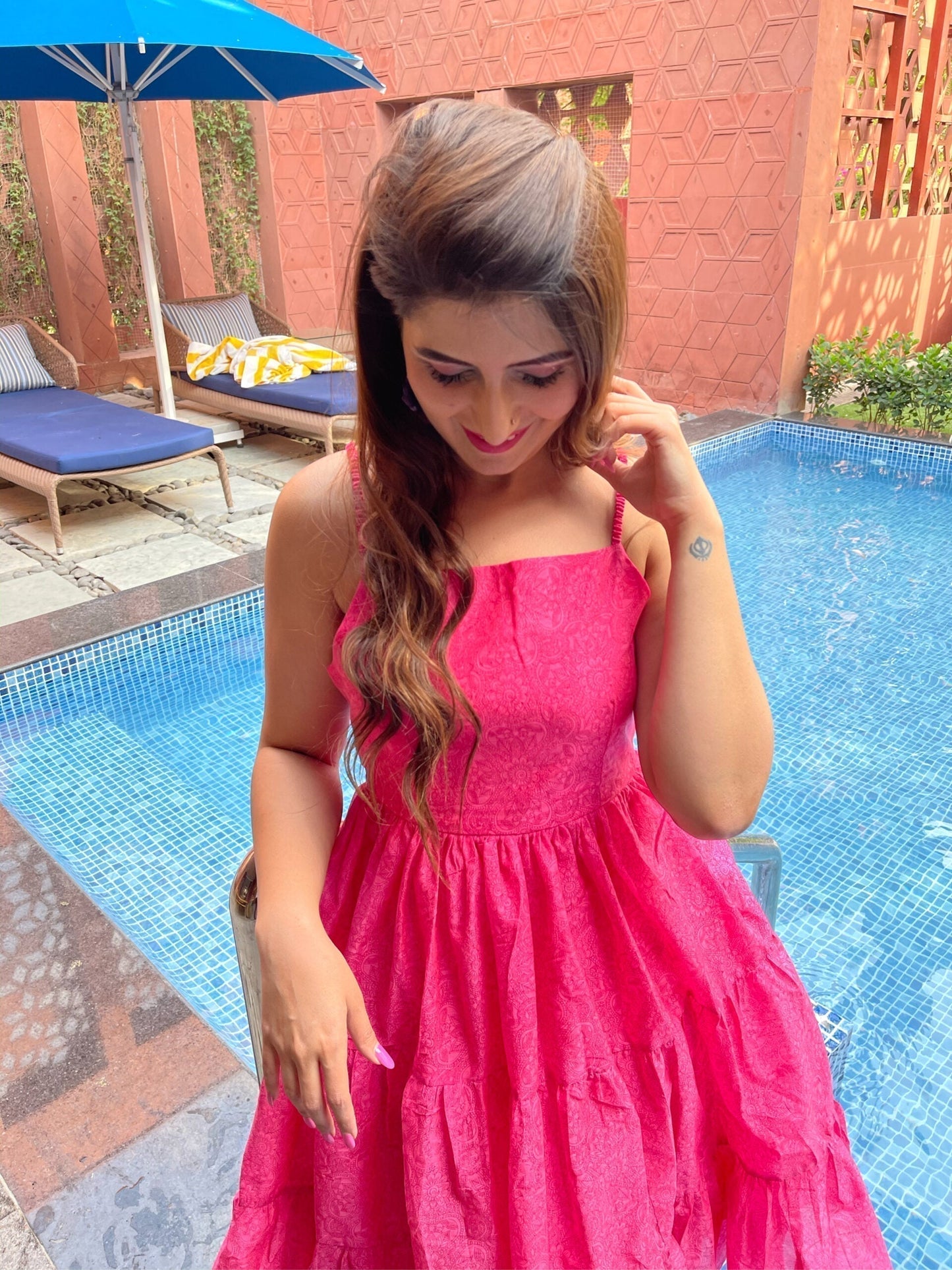 pink chanderi dress