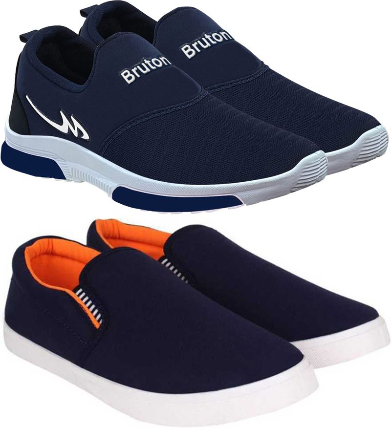 BRUTON 2 Combo Sneaker Shoes Sneakers For Men (Blue, Orange , 10)