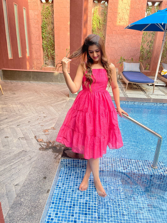 pink chanderi dress