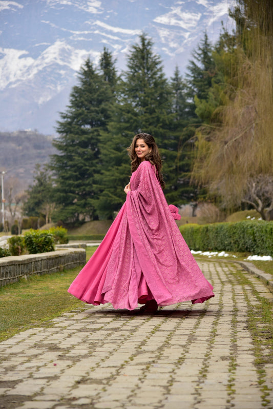 peachy pink silk maxi set