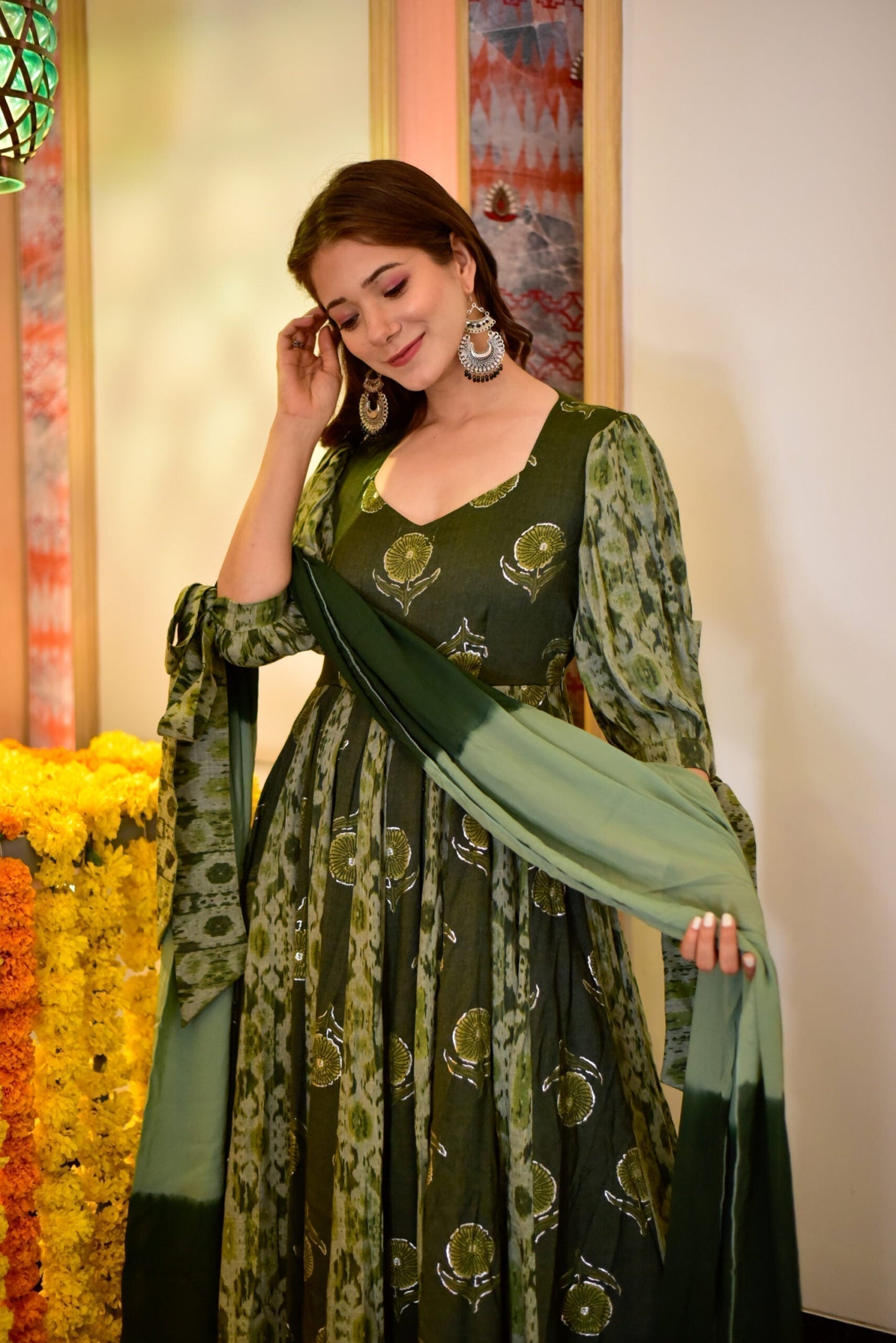 rida green maxi set