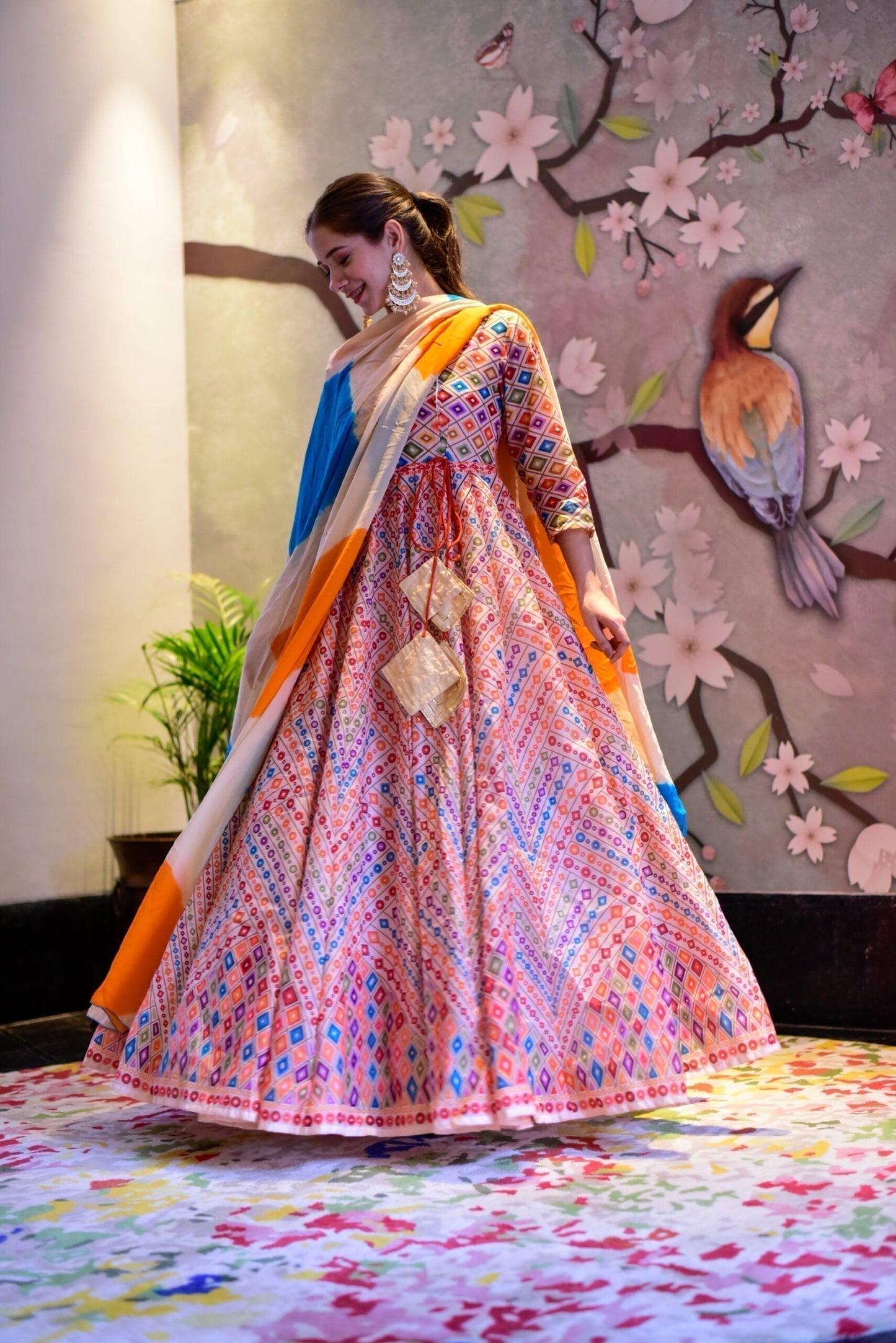 keshori chanderi maxi set