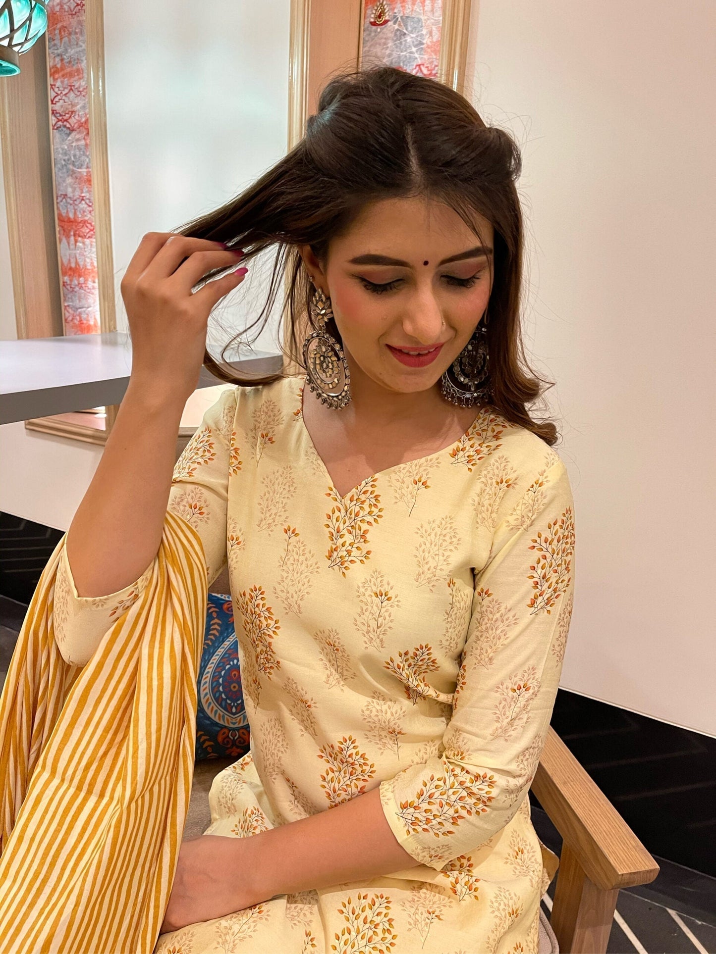 ridhi yellow muslin kurta set