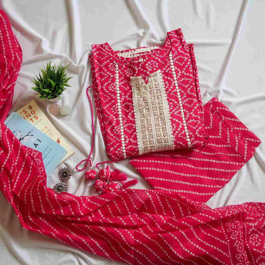 SALE: Gulabi Aankhein Bandhej Romance Suit (3 piece)