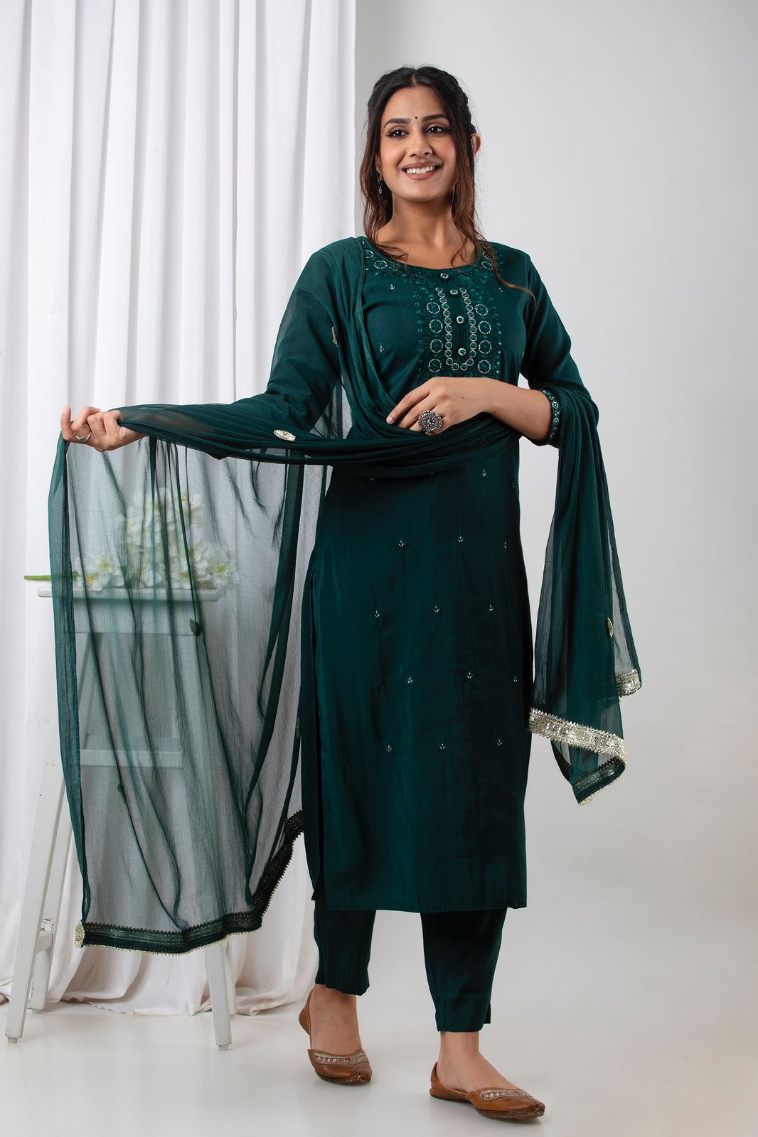 SALE:  Green Muslin Suit Set