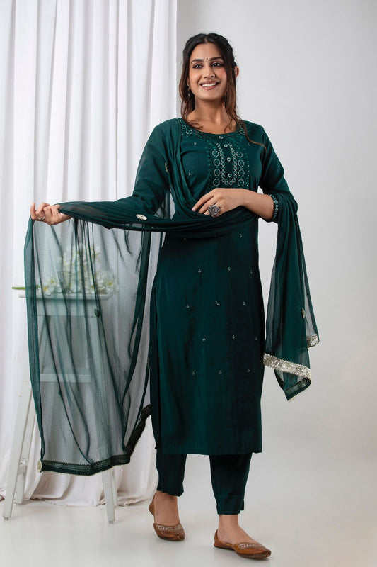 SALE:  Green Muslin Suit Set