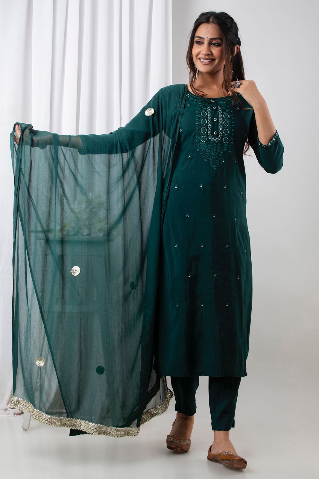 SALE:  Green Muslin Suit Set