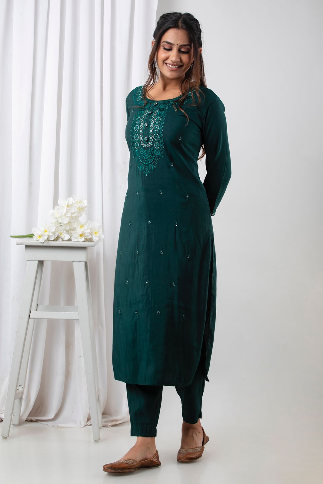 SALE:  Green Muslin Suit Set