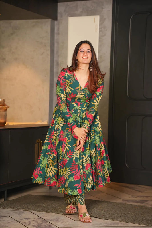orchid green cotton kurta palazzo set