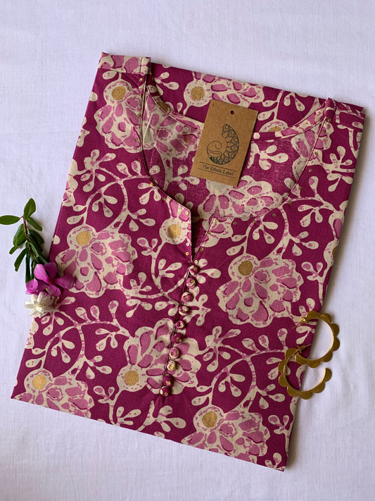 "Amaranthus" Buttoned Cotton Kurta - Big Size
