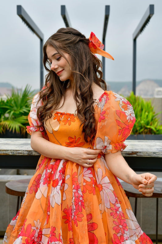 Layla organza printed dress