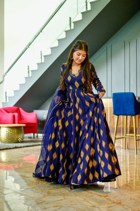 Naaz blue rayon maxi set