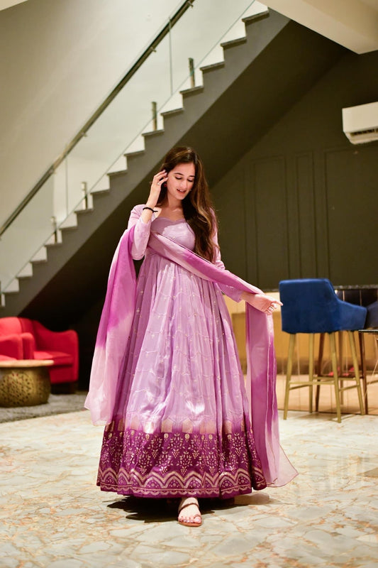 Natasha ombre silk embroidered set