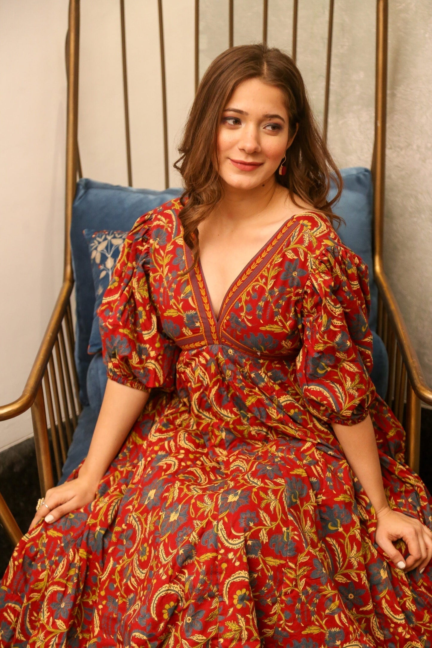 preksha maroon floral dress