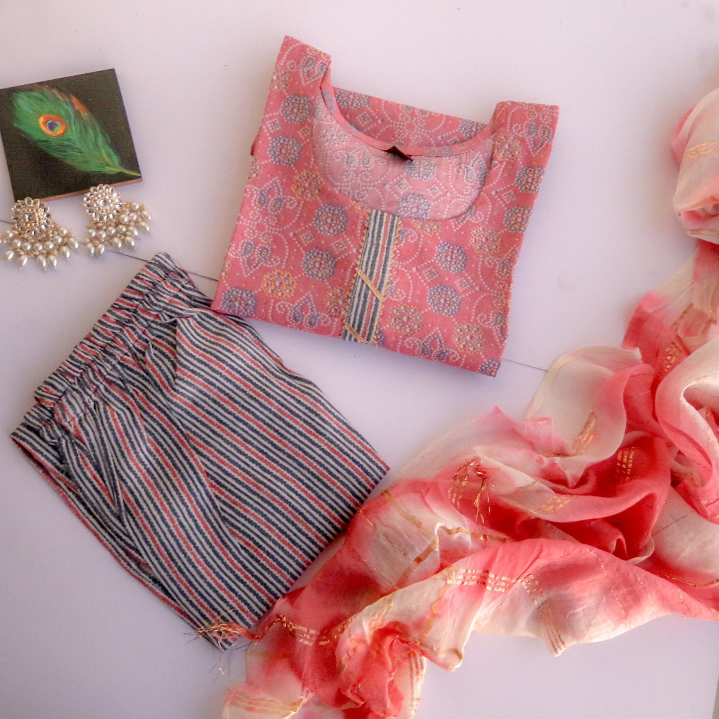 Pink Bandhej Suit Set - Daily Casual Wear