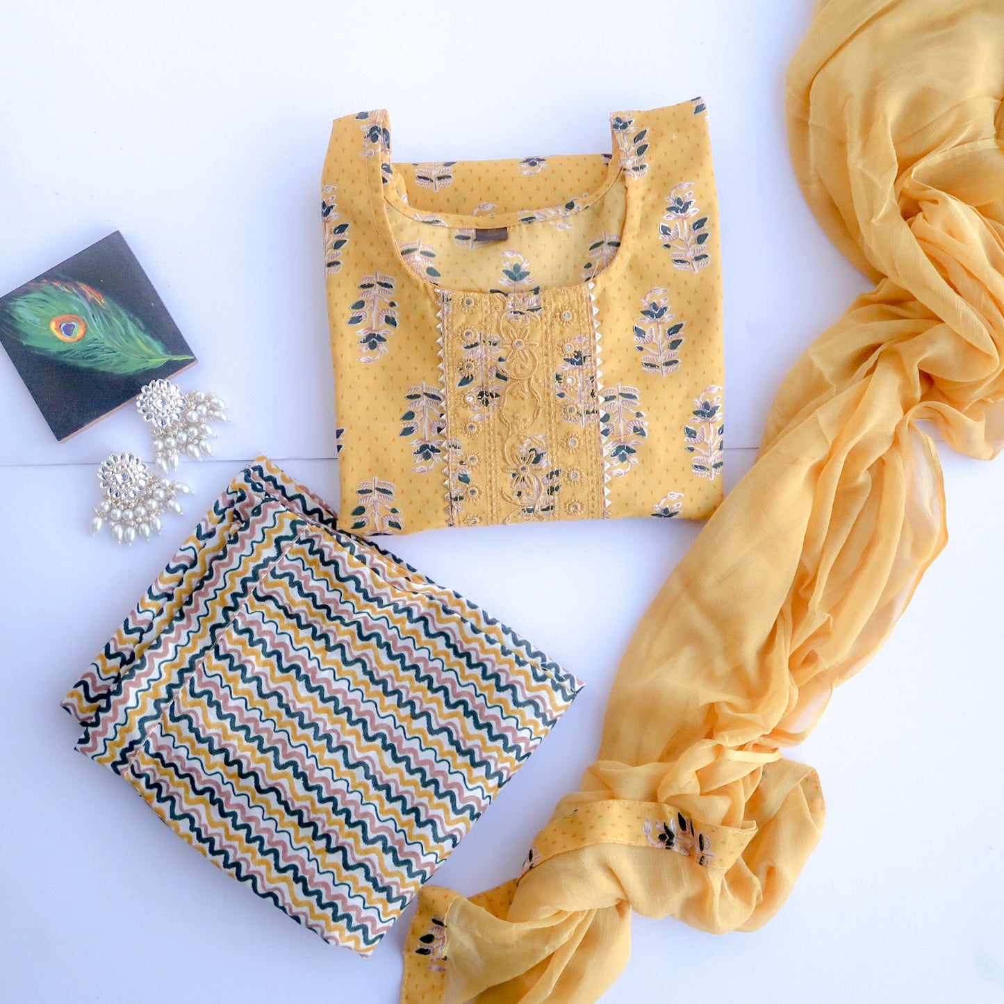 Cream Yellow Suit Set - Daily Casual Wear