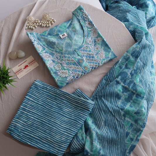 Gulmohar Peacock Cotton Suit (3 piece)