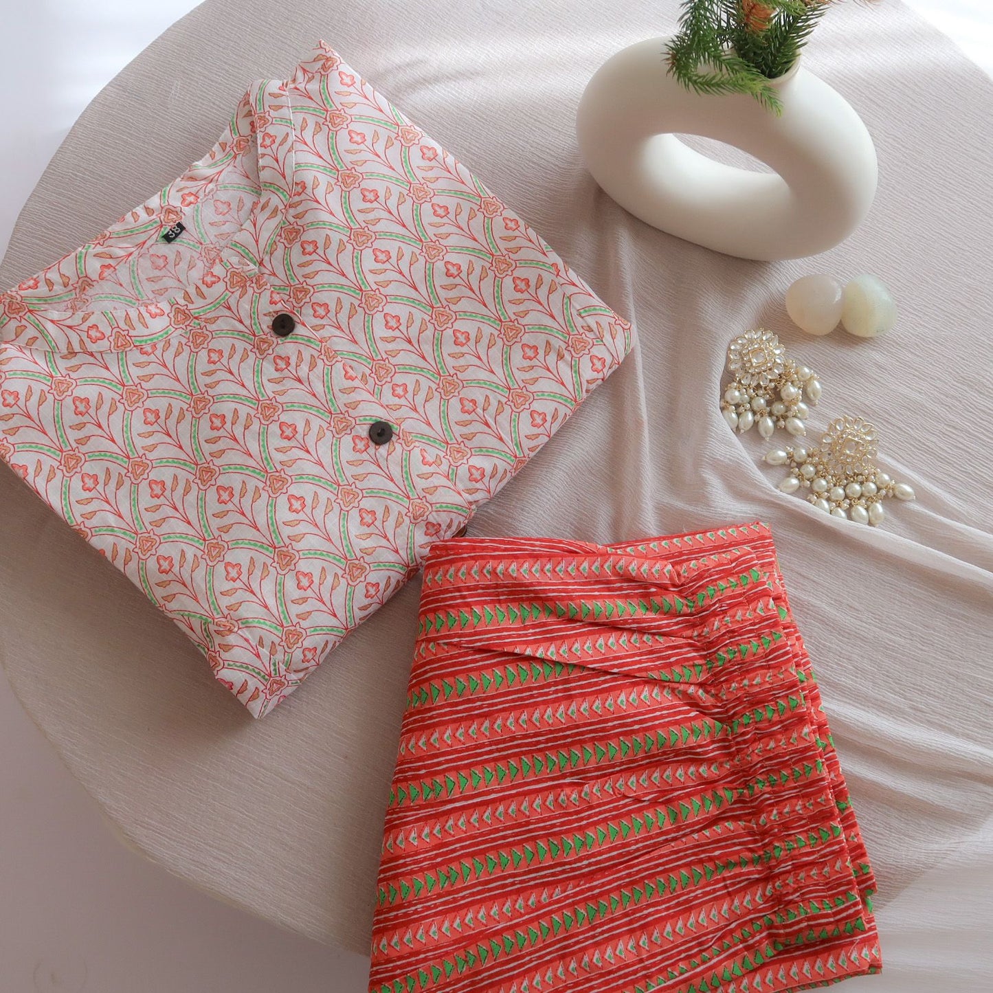 Pure Comfort: White Kurta and Orange Pant Suit