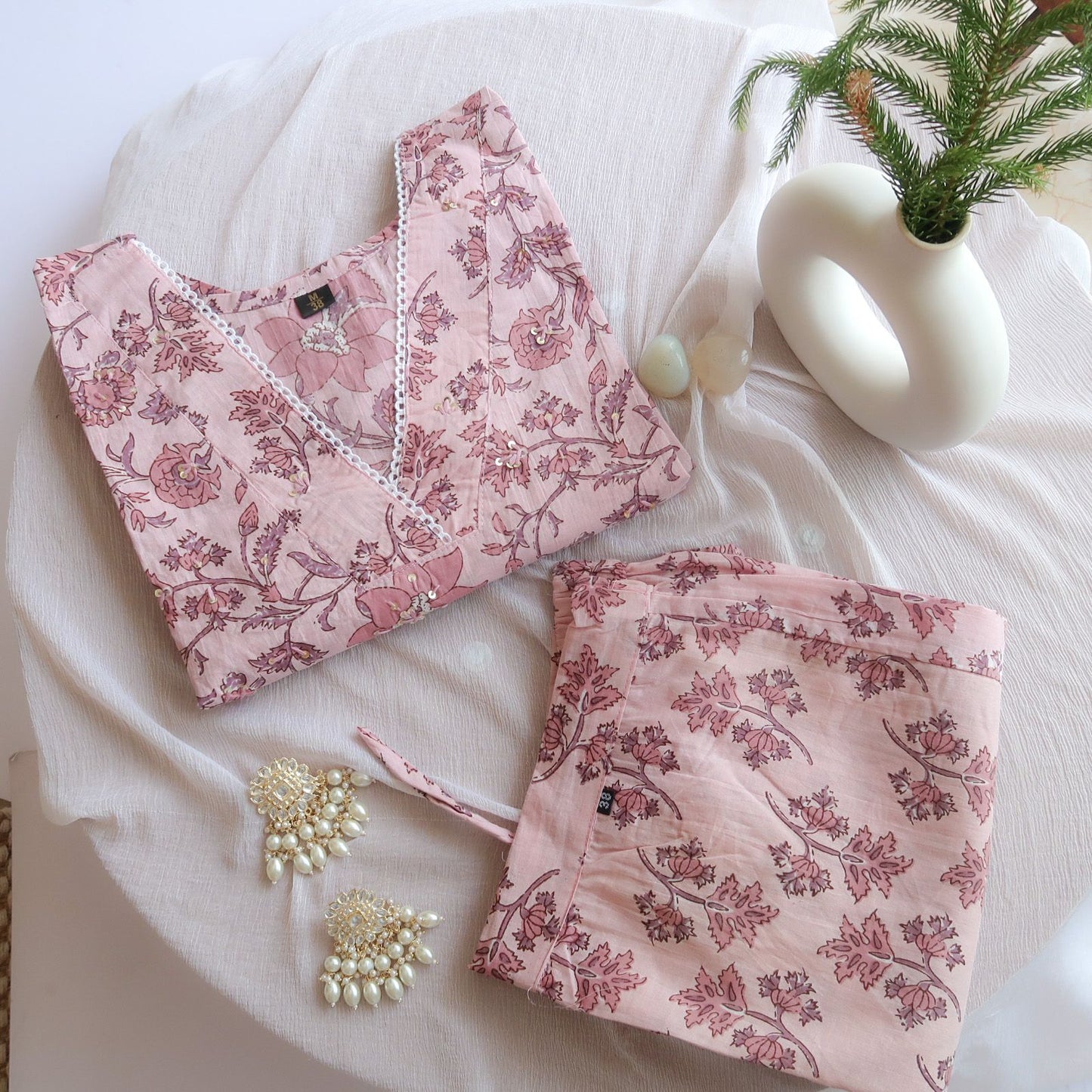 Pure Comfort: Naive Peach Floral Suit