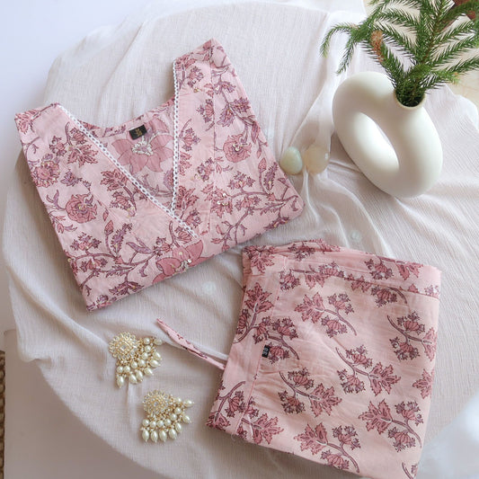 Pure Comfort: Naive Peach Floral Suit