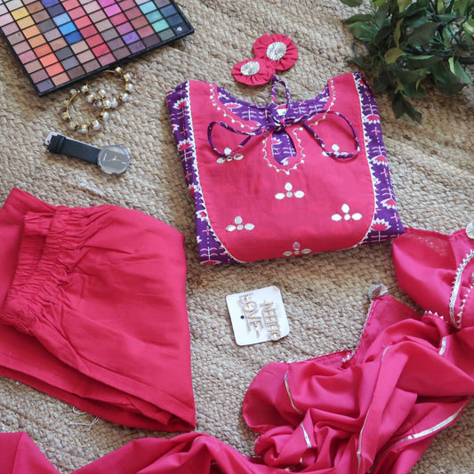 Mystic Glimmer Cotton Pink and Purple Suit