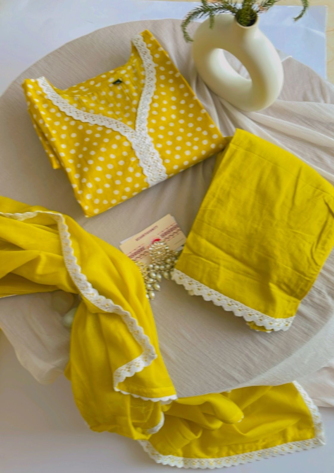 Sunshine Dots Cotton Yellow Polka Dot Suit